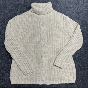Vintage cream turtleneck cable ribbed knit sweater cottagecore preppy academia